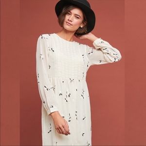 Anthropology Feather & Bone Feuille Embroidered Dress